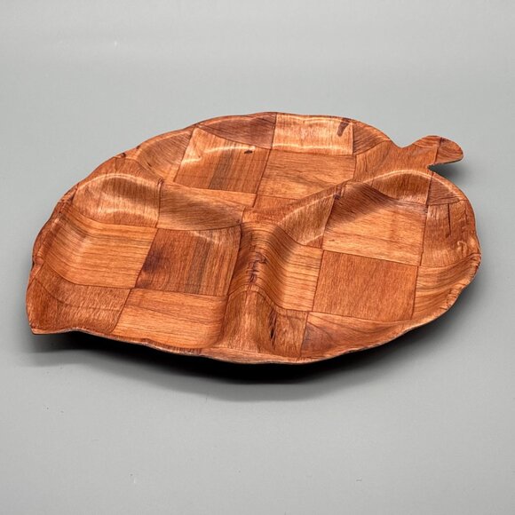 Vintage Philippine Mahogany Leaf Bowl — Hand-Carved Laminated Wooden Dish - Picture 5 of 7